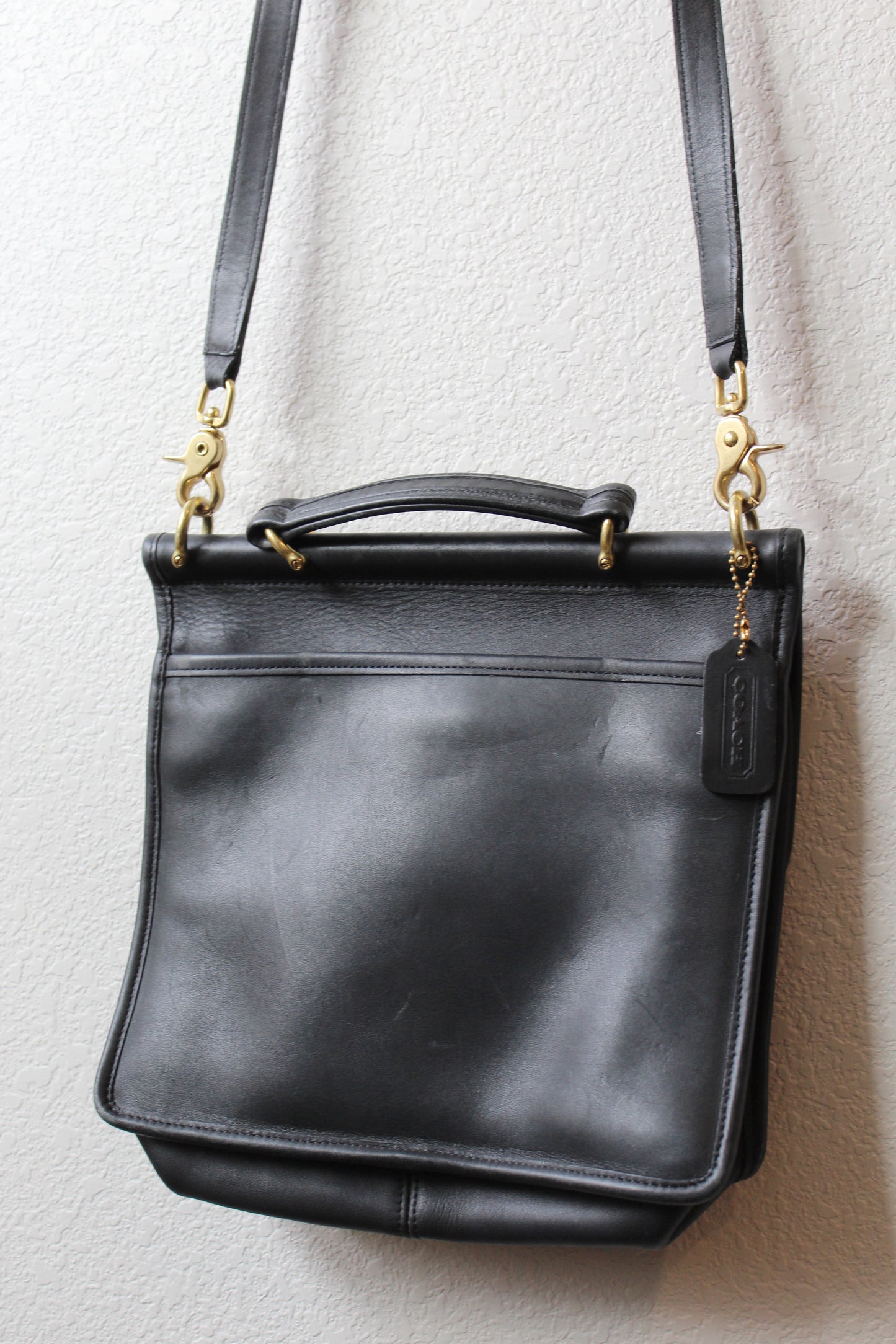 Vintage Coach Black Leather Station Bag