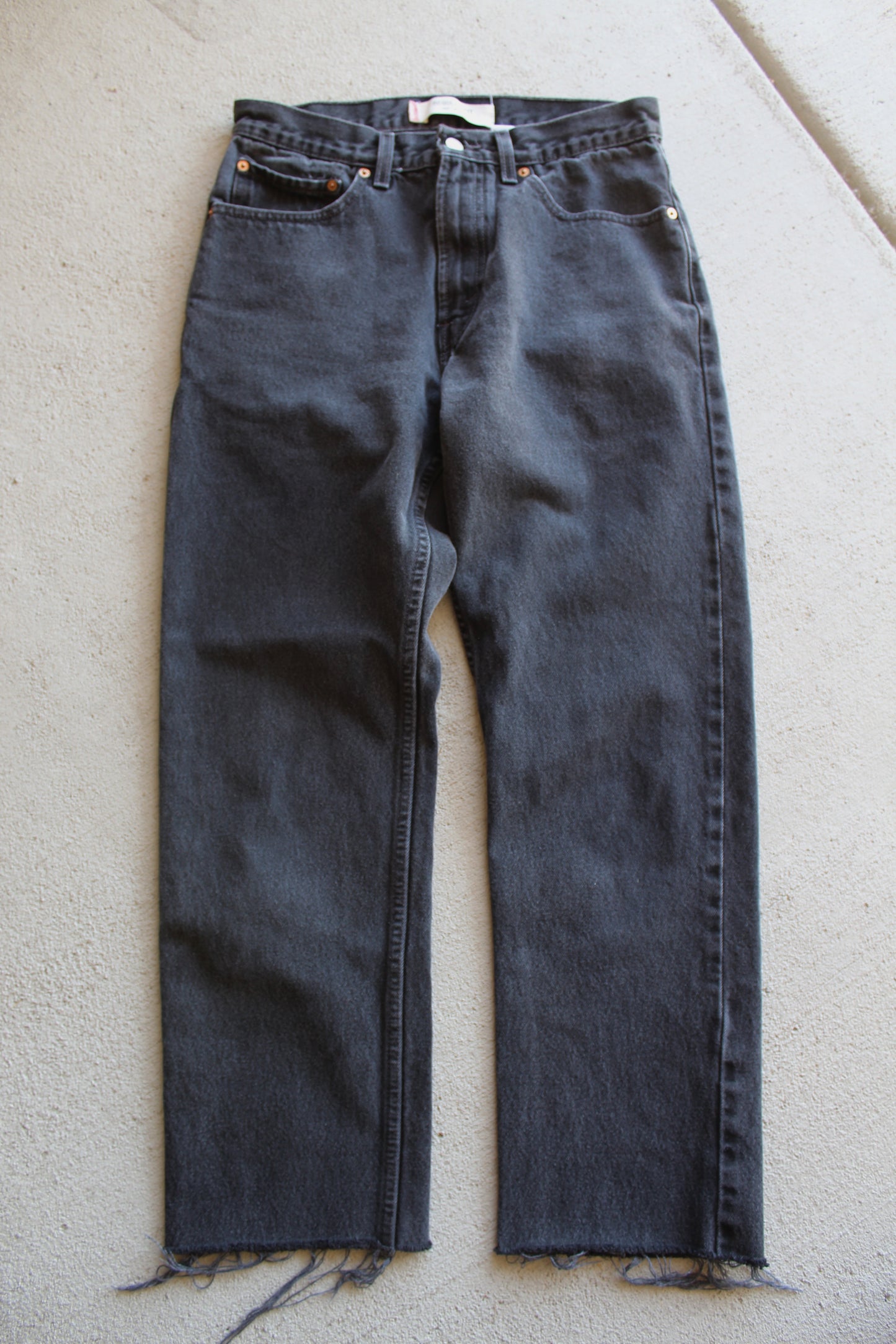 Black Levi 505 Raw Hem Jeans (30)