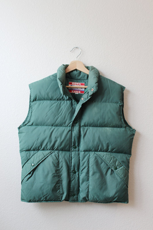 Vintage Green Down Puffer Vest (M)