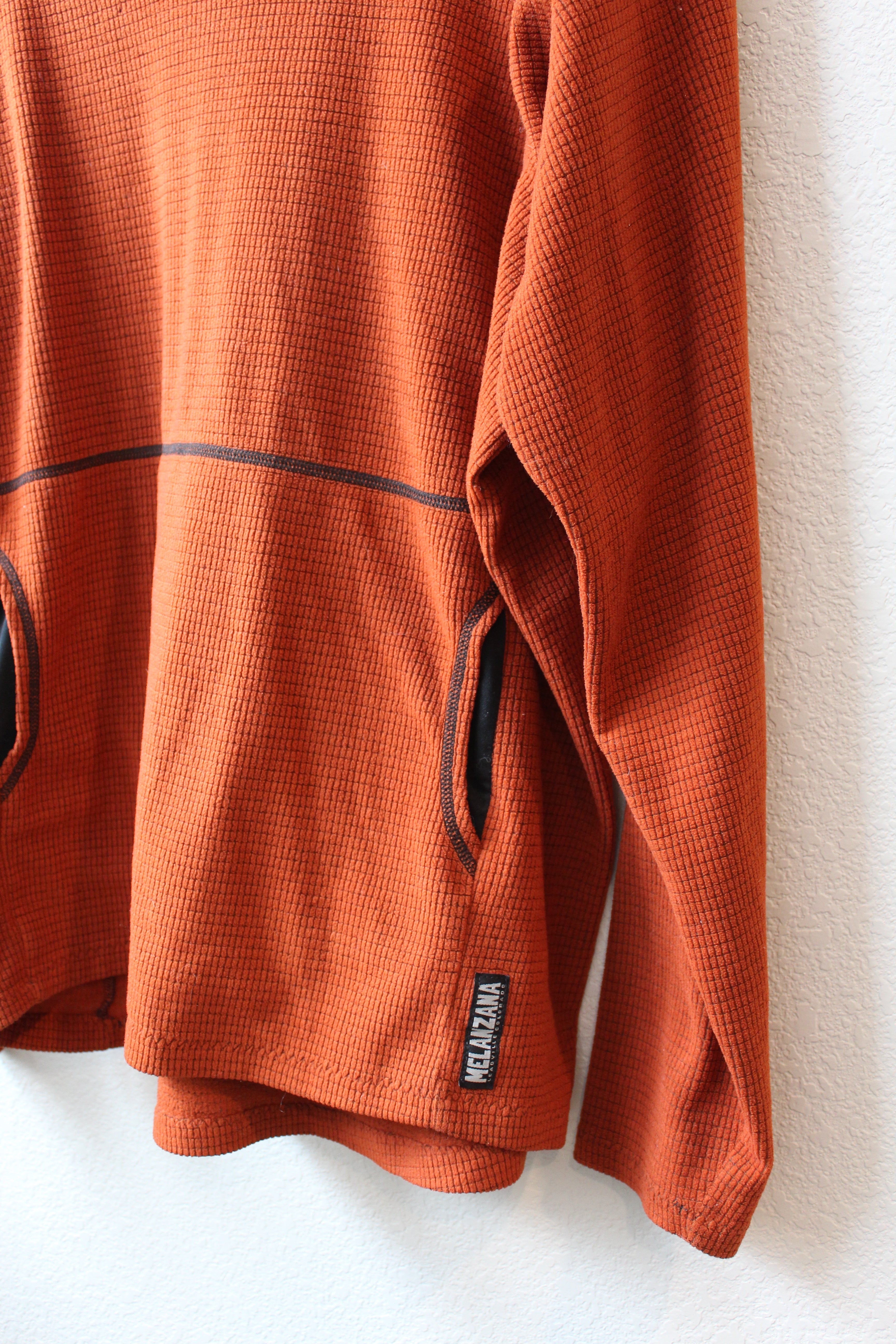 Melanzana store micro grid hoodie burnt orange