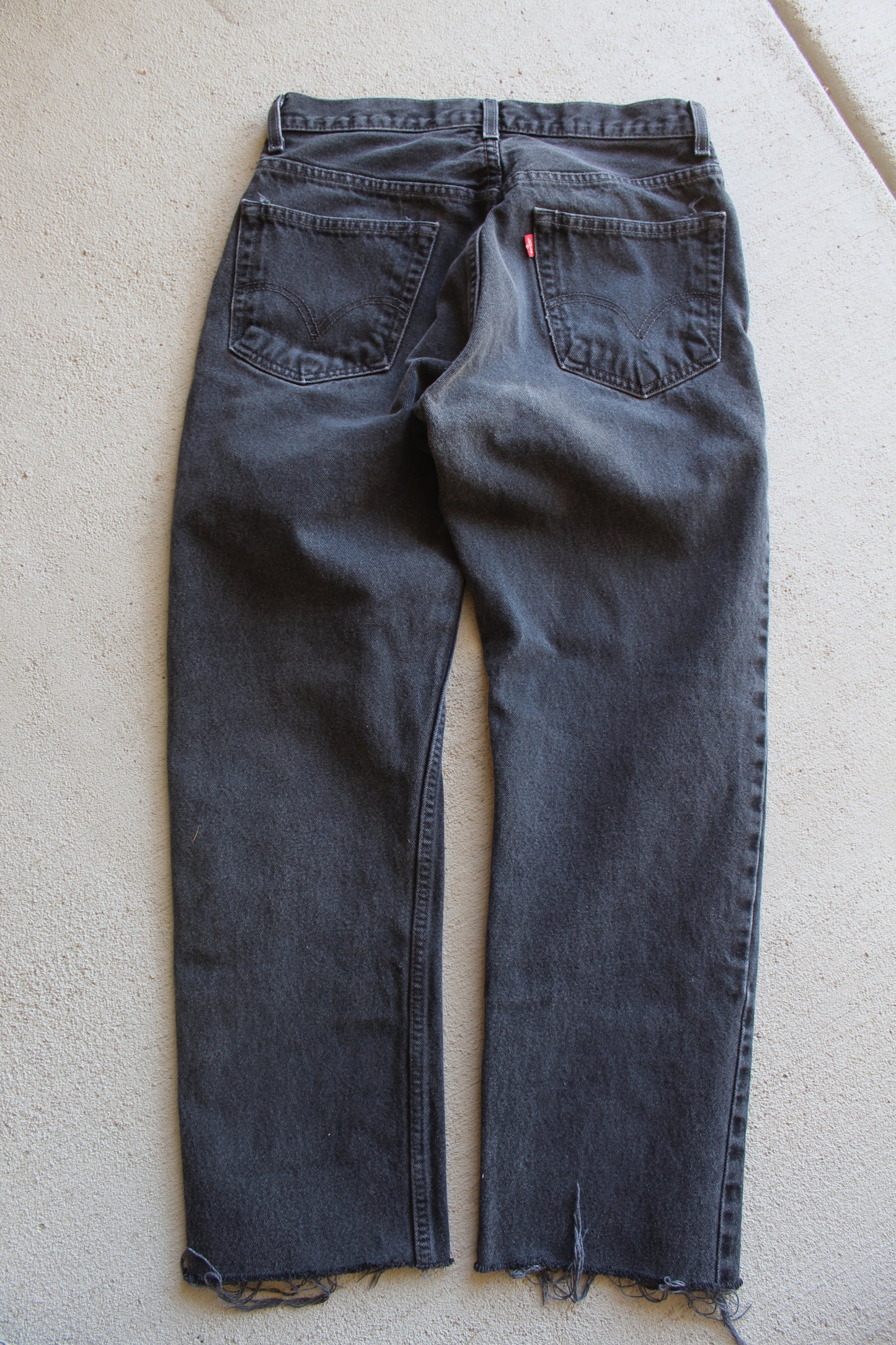 Black Levi 505 Raw Hem Jeans (30)