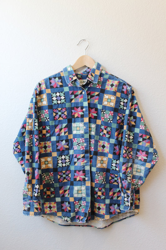 Vintage 80/90's LL Bean Rainbow Patchwork Shirt (M)