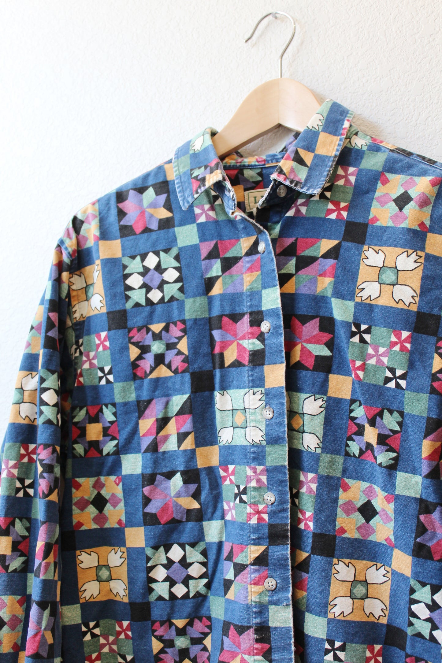 Vintage 80/90's LL Bean Rainbow Patchwork Shirt (M)