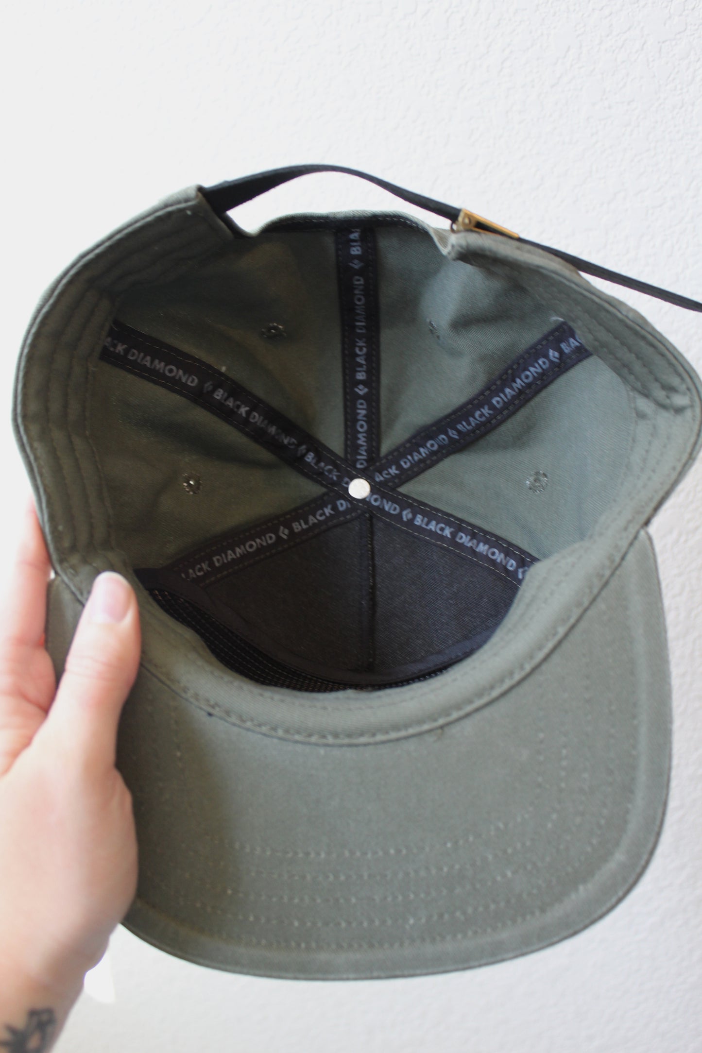 Black Diamond Leather Strap Back Hat