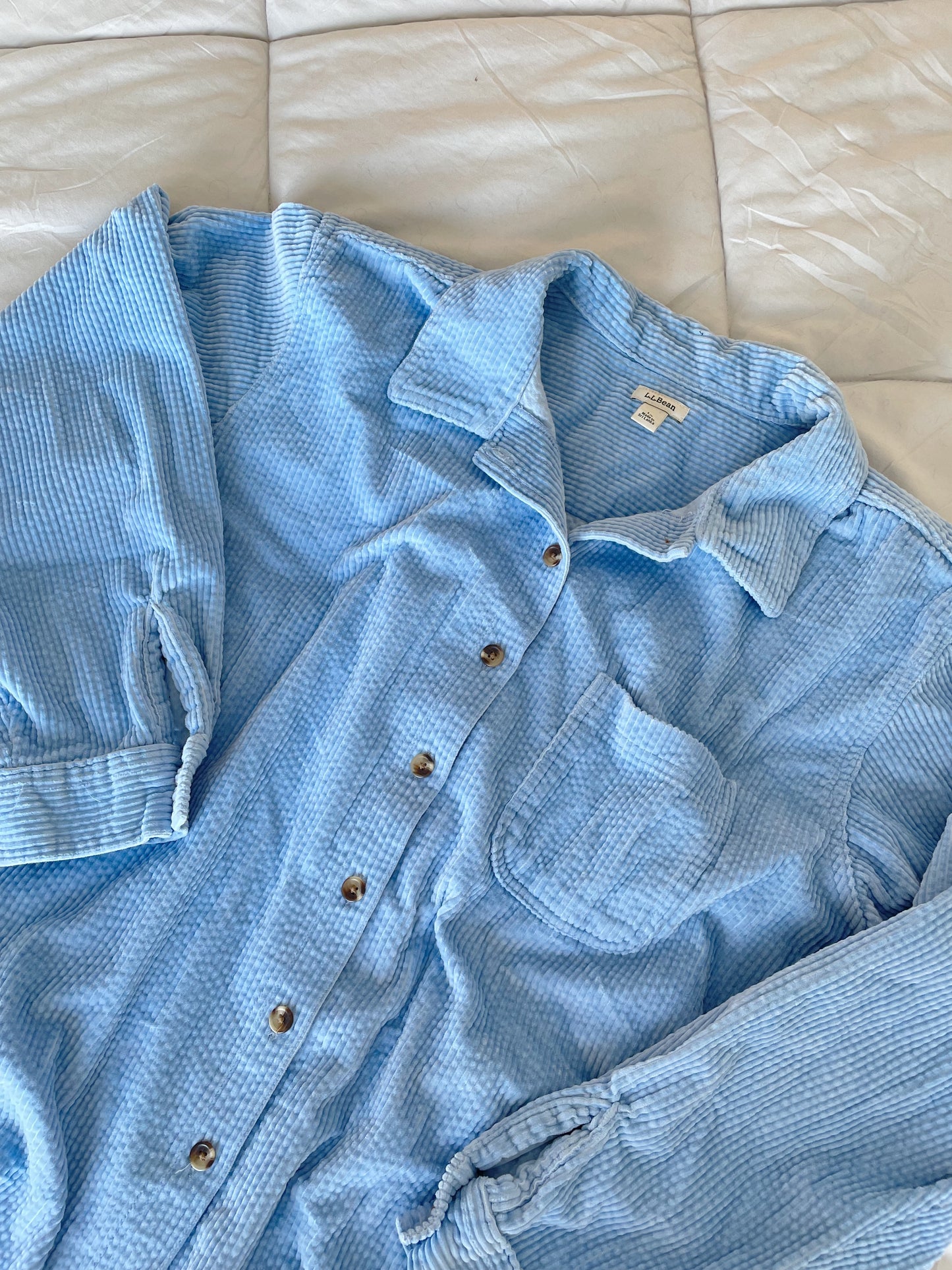 LL Bean Sky Blue Thick Corduroy Shirt (XL)