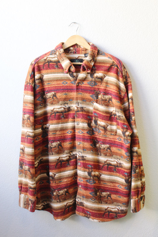 Aztec Pattern Elk Button Down (L)