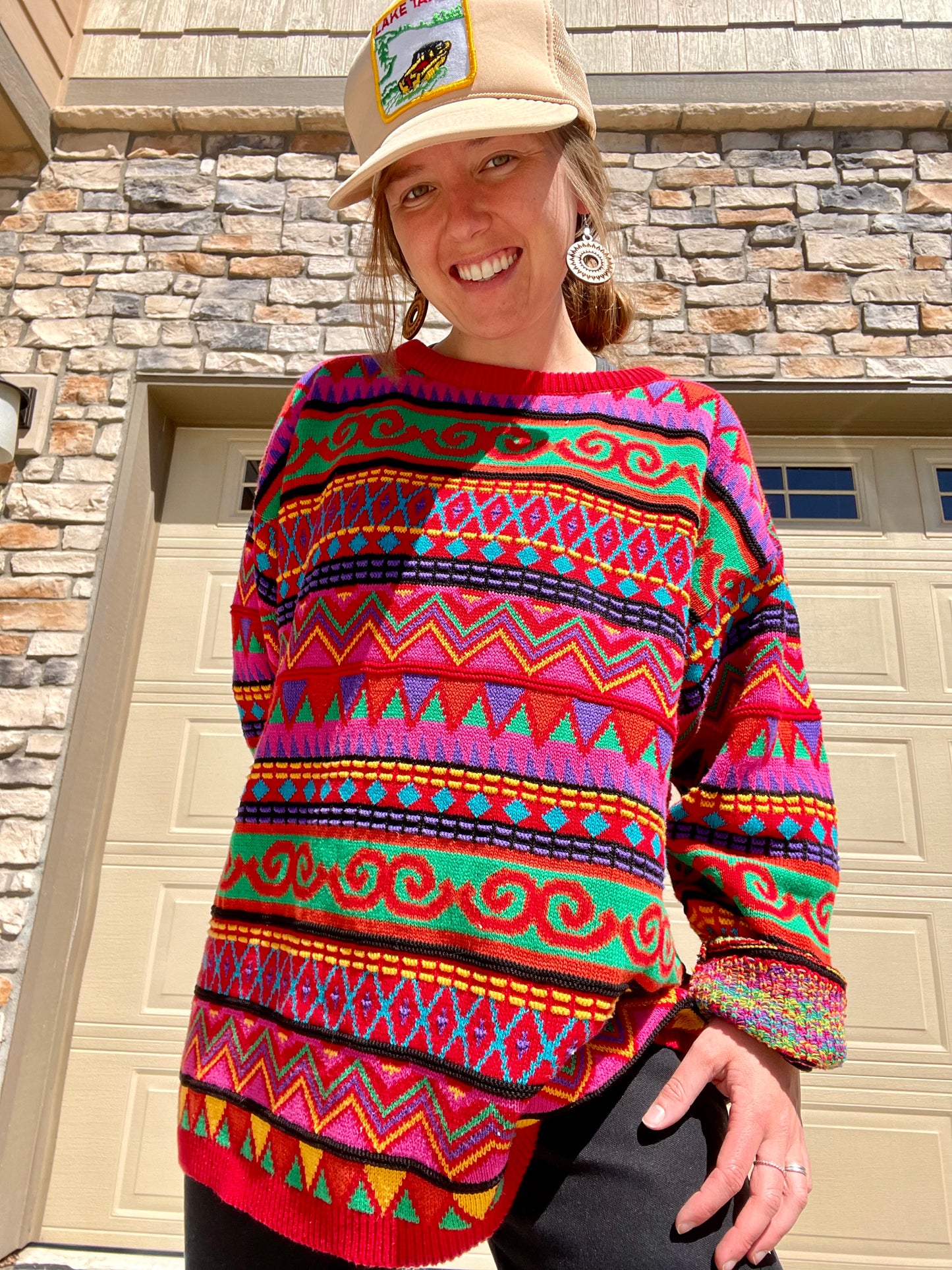Vintage Colorful Coogi Style Sweater (L)