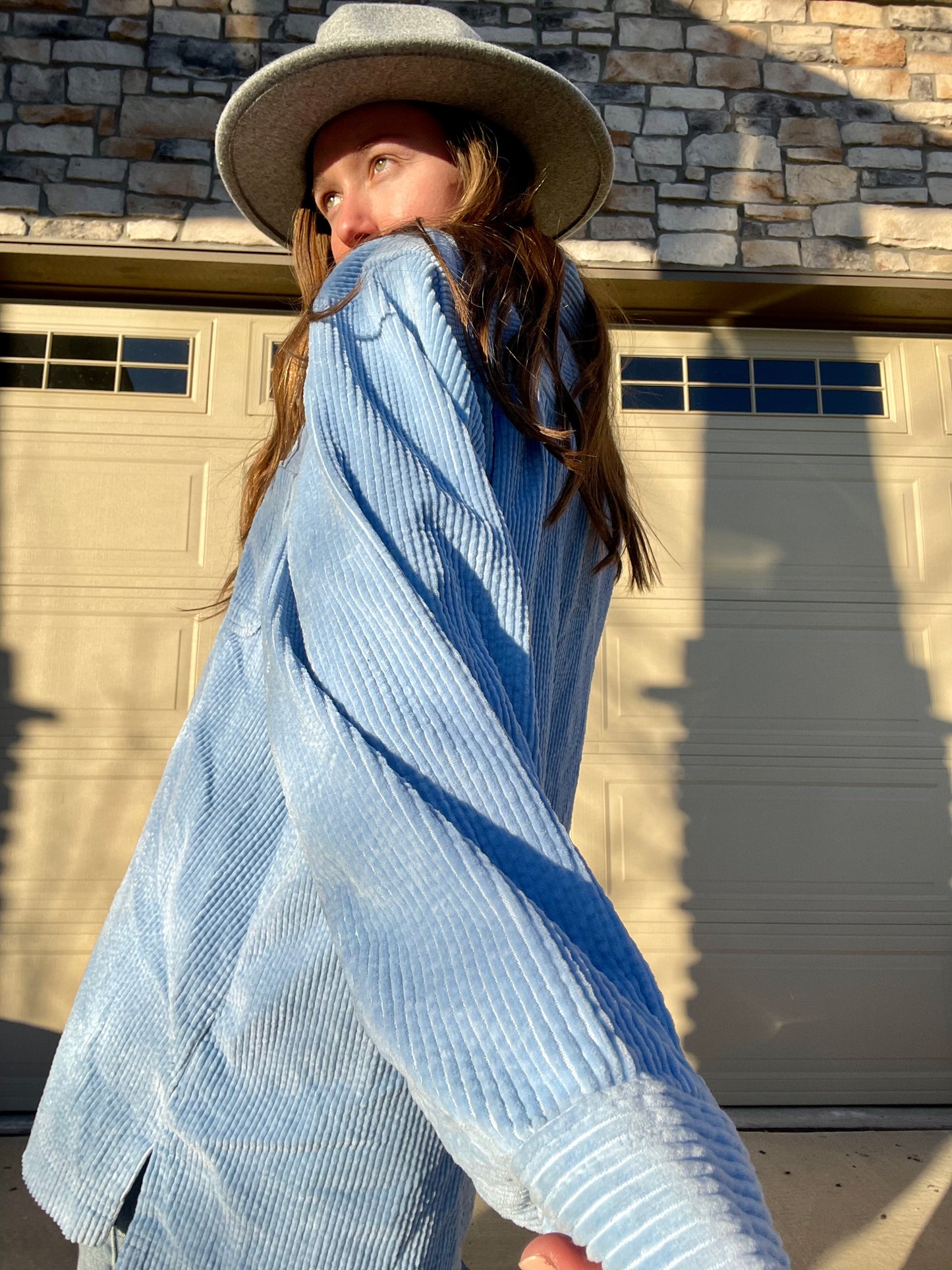 LL Bean Sky Blue Thick Corduroy Shirt (XL)