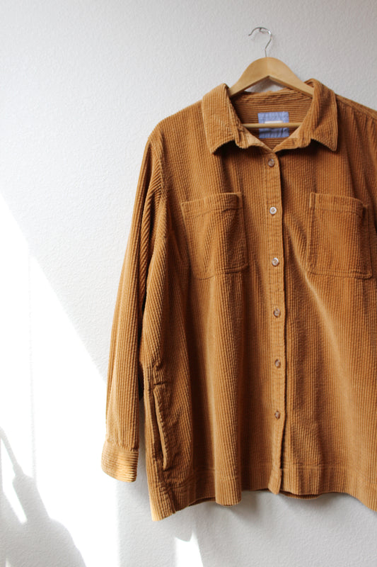 LL Bean Caramel Brown Thick Corduroy Button Down (2XL)