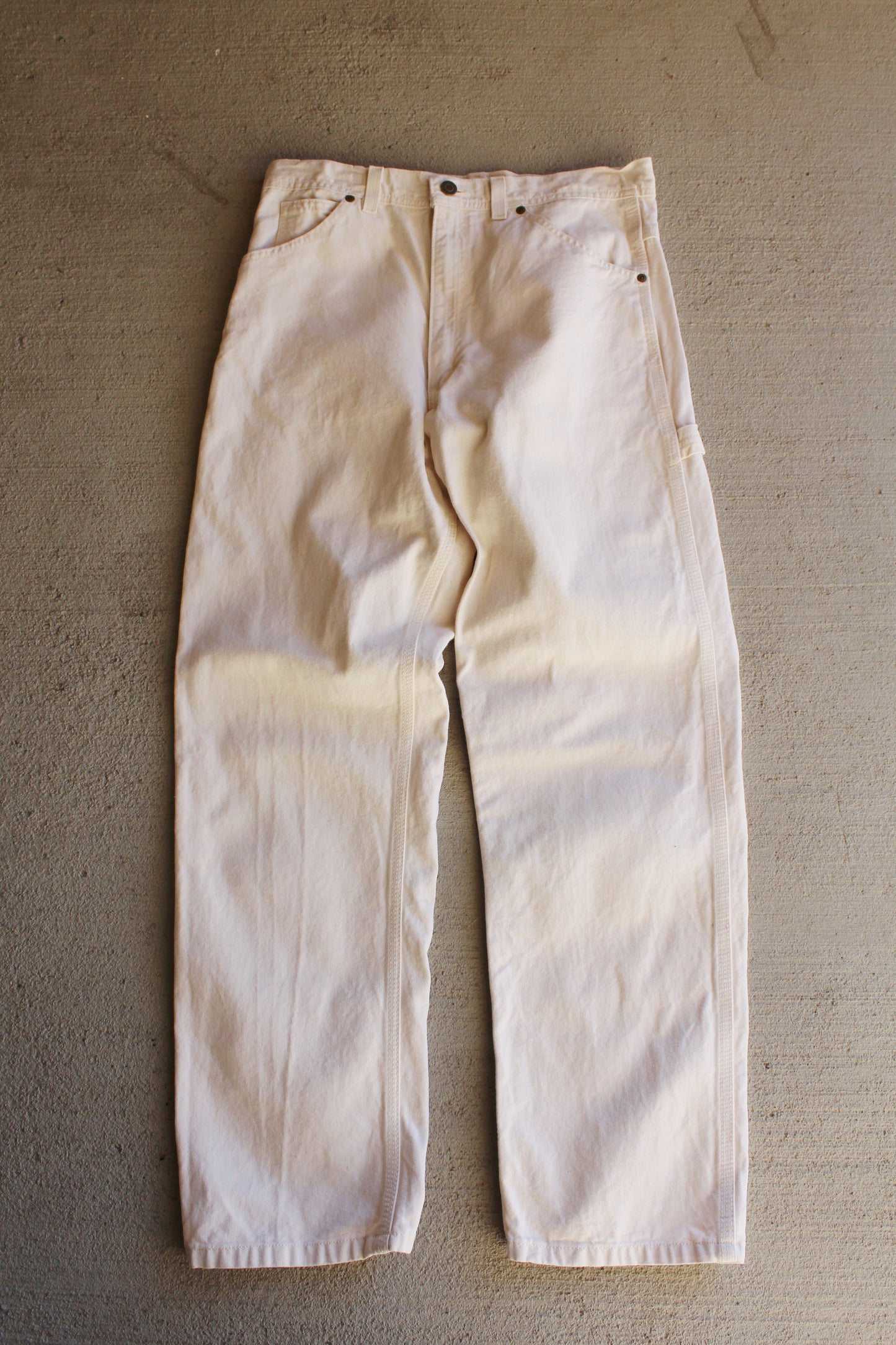 White Canvas Key Carpenter Pants (30)