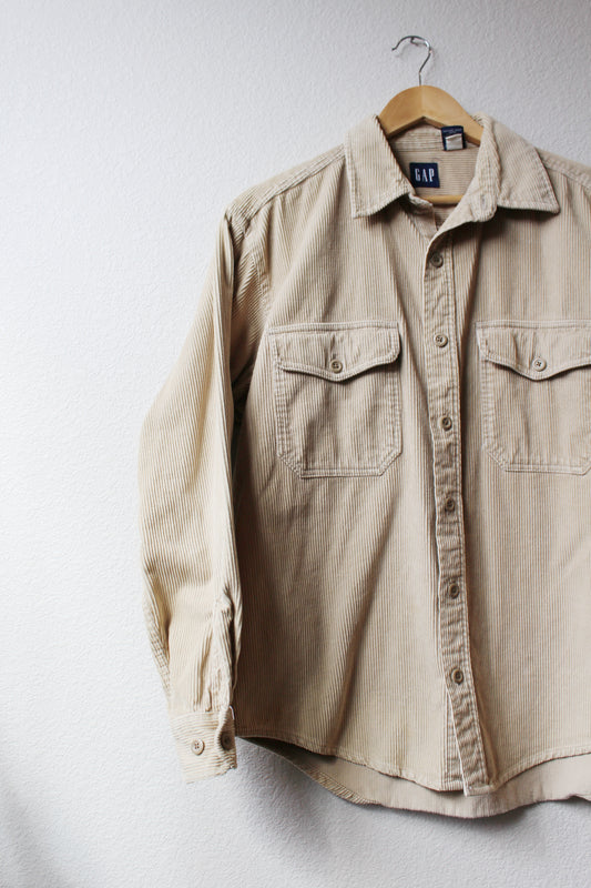 Vintage Gap Sandstone Thick Corduroy Button Down (S)