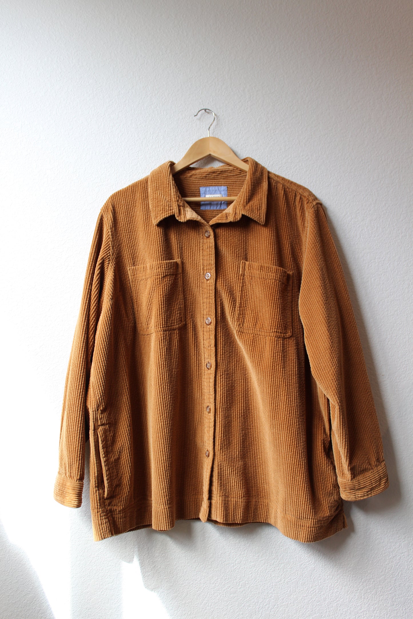 LL Bean Caramel Brown Thick Corduroy Button Down (2XL)