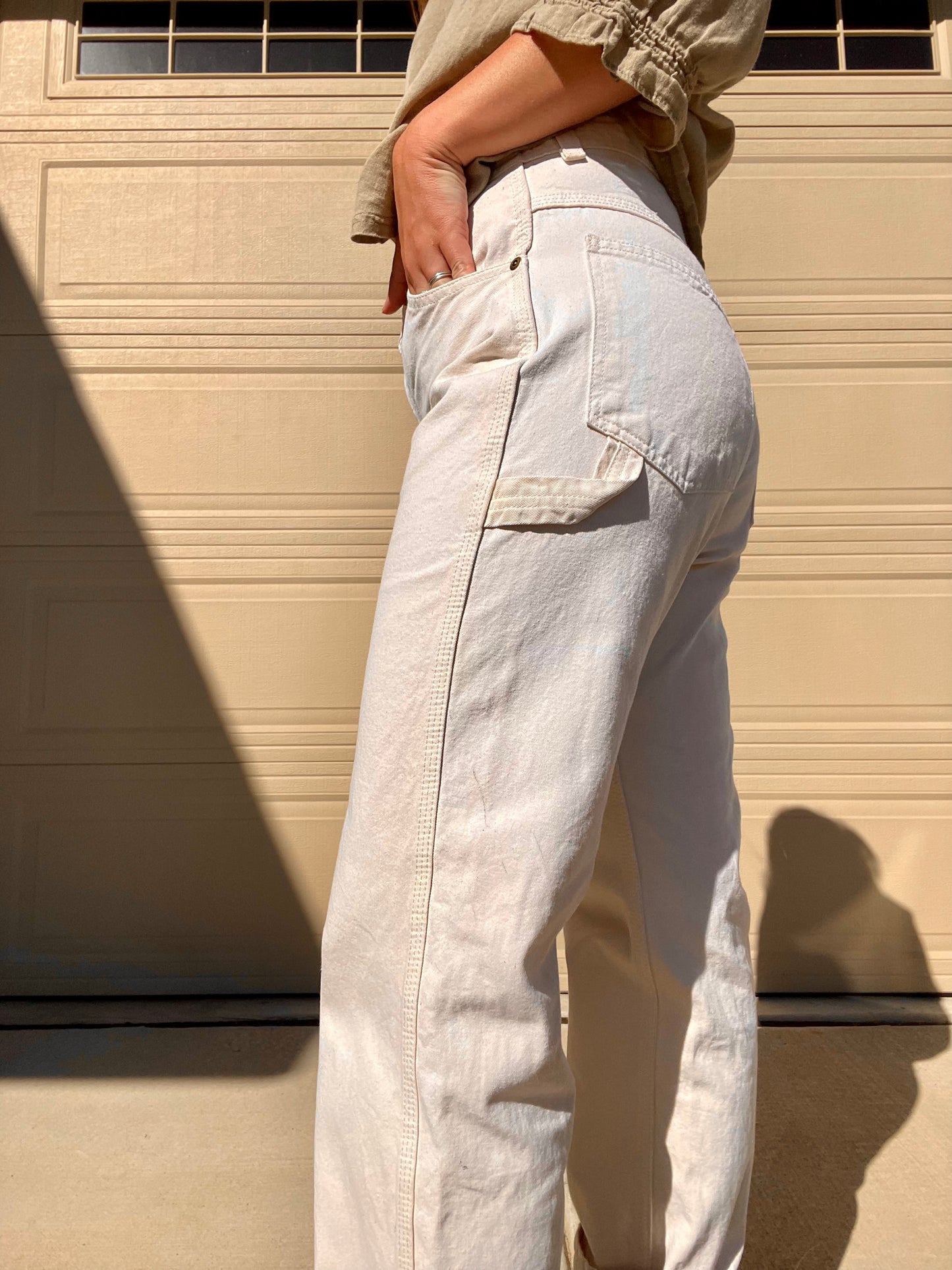 White Canvas Key Carpenter Pants (30)