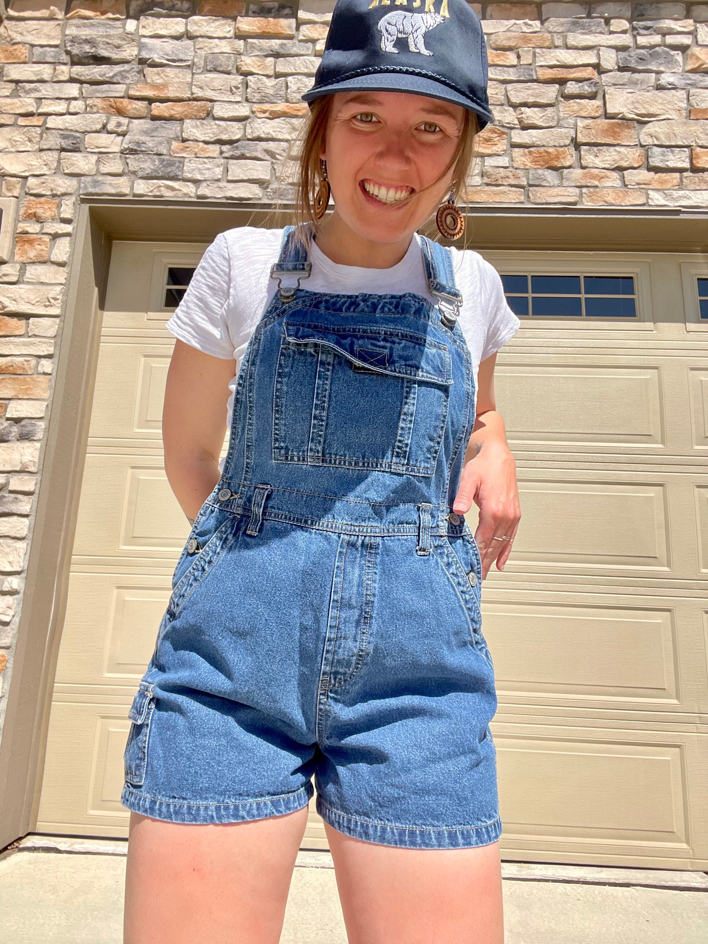 Vintage Dark Wash Shortalls (S/M)