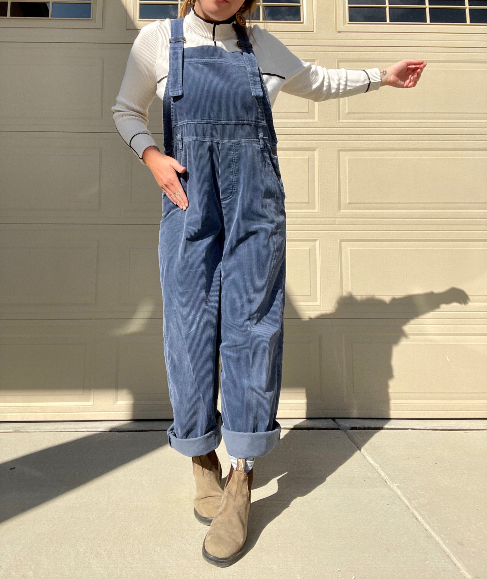 Blue shop corduroy overalls